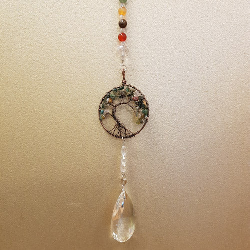Indian Agate Tree of Life Hanging Prism/Suncatcher (assorted)