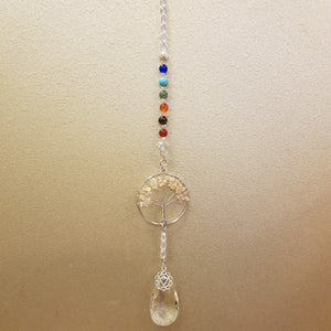 Citrine (heat treated) Solar Plexus Chakra Tree of Life Hanging Prism/Suncatcher