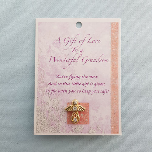 A Gift of Love To a Wonderful Grandson Angel Pin