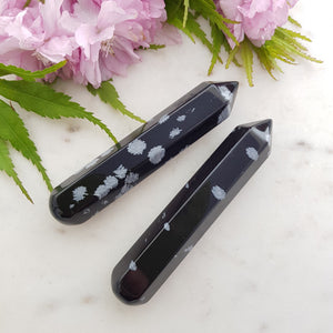 Snowflake Obsidian Partially Faceted Wand