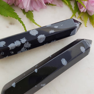 Snowflake Obsidian Partially Faceted Wand