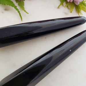 Black Obsidian Partially Faceted Wand (assorted. approx. 11.5-12.5x2-2.5cm)