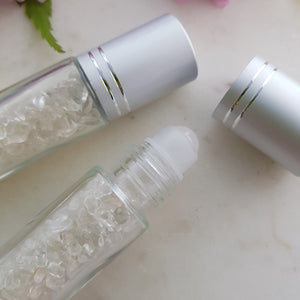 Clear Quartz Crystal Chips in a Roll On Bottle