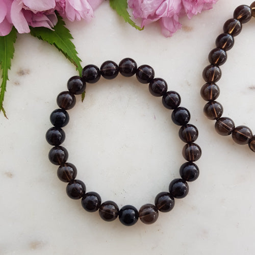 Smoky Quartz Bracelet (assorted. approx. 8mm round beads)