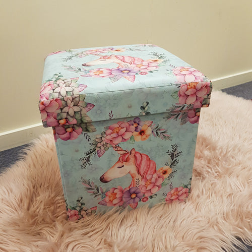 Unicorn Seat/Storage Box (approx 32x32x32cm)