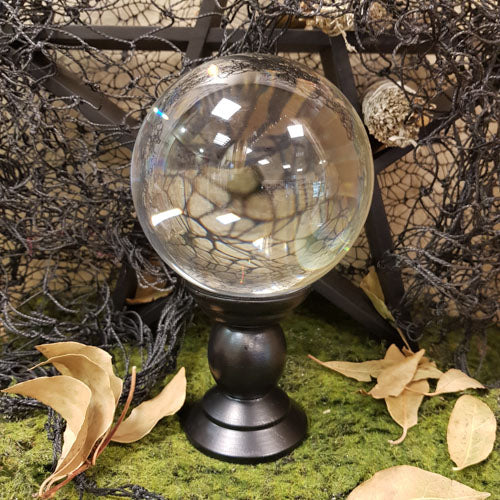 Clear Crystal Ball and Stand Large (glass.approx 20x13x13cm ball and stand)