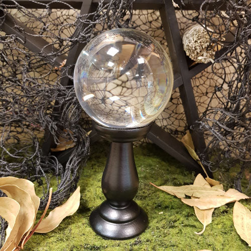 Clear Glass Crystal Ball and Stand (.approx.18x9x9cm ball and stand)