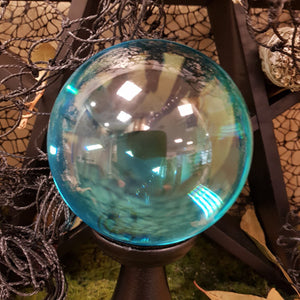 Teal Crystal Ball and Stand