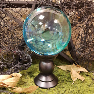 Teal Crystal Ball and Stand Large