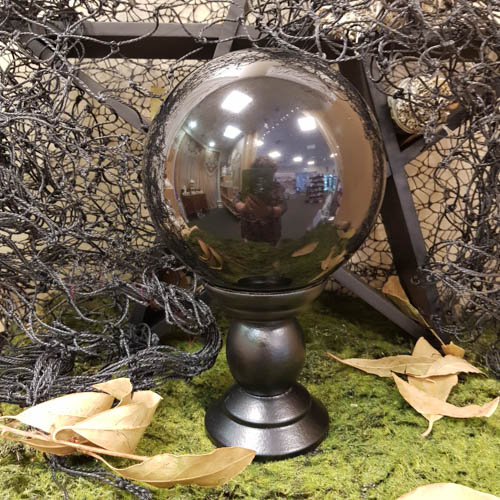 Black Crystal Ball and Stand Large (glass.approx 20x13x13cm ball and stand)