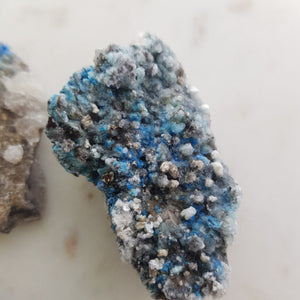 Cyanotrichite encased in Gypsum from Dachang County China