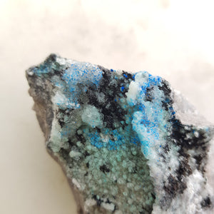 Cyanotrichite encased in Gypsum from Dachang County China
