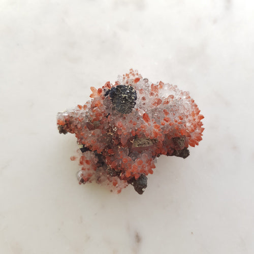 Red Hematite included Quartz with Pyrite and Tetrahedrite Cluster from Jiangxi, China (approx. 5x4.5x3.5cm)