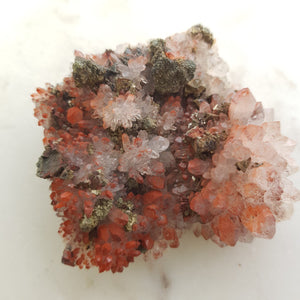 Red Hematite included Quartz with Pyrite and Tetrahedrite Cluste