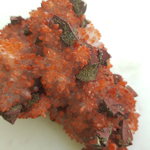 Red Hematite included Quartz with Pyrite and Tetrahedrite Cluster 