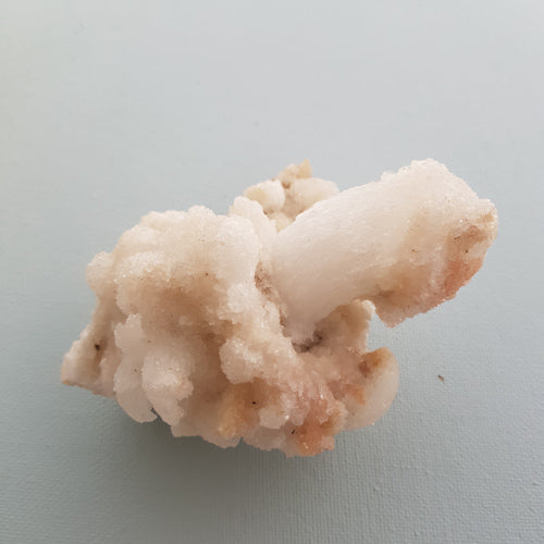 Twisted Gypsum (selenite) with Druzy Quartz from Guizhou province, China (approx. 10x7x6cm)