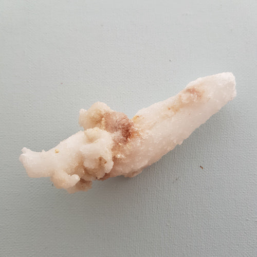 Twisted Gypsum (selenite) with Druzy Quartz from Guizhou province, China (approx. 10x3.5x3cm)