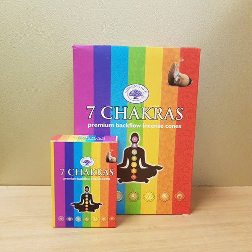 7 Chakras Backflow Incense Cones (Green Tree pack of 12)