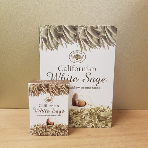 Californian White Sage Backflow Incense Cones (Green Tree pack of 12)