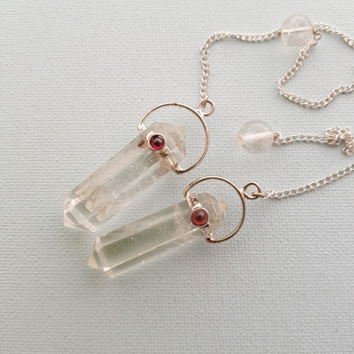 Clear Quartz & Garnet Faceted Pendulum (assorted)