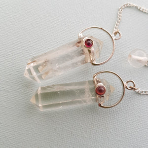 Clear Quartz & Garnet Faceted Pendulum