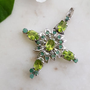 Peridot & Emerald Cross Pendant