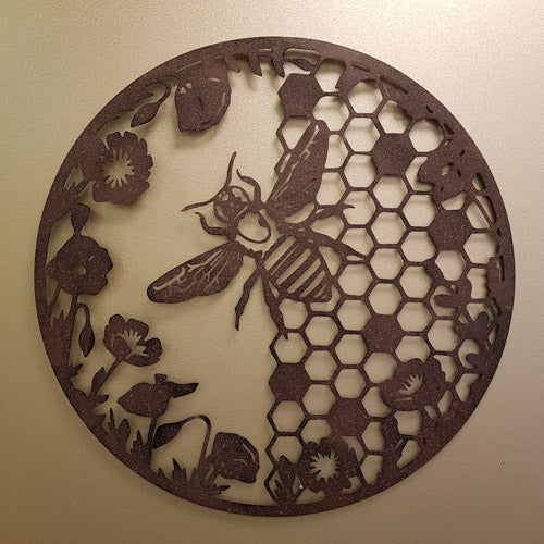 Bee on Honeycomb Metal Wall Art (approx. 60x60cm)