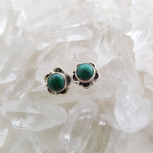Malachite Stud Earrings (sterling silver)