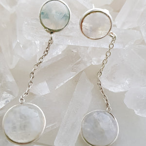 Rainbow Moonstone Dangly Earrings