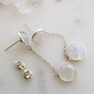 Rainbow Moonstone Dangly Earrings