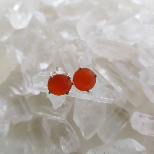 Carnelian Faceted Stud Earrings (sterling silver)