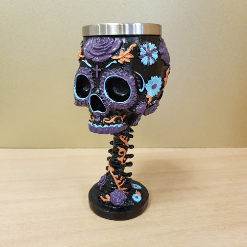 Skull Goblet Floral (approx 19x10x9cm)