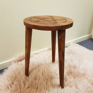 Pentacle Light Brown Round Side Table