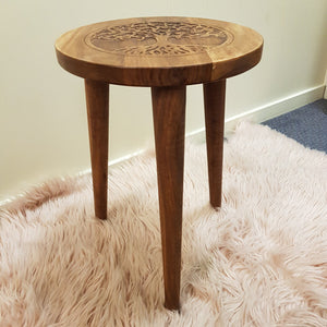 Tree Of Life Light Brown Round Side Table