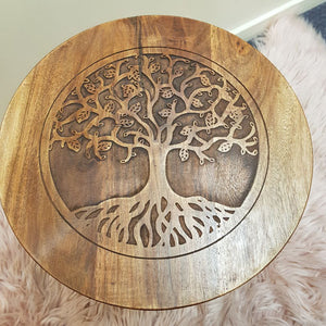 Tree Of Life Light Brown Round Side Table