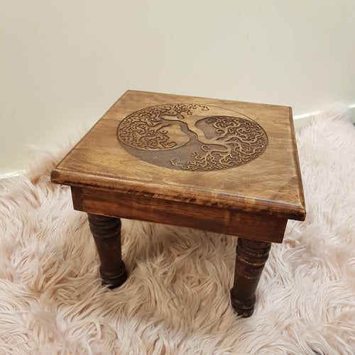 Yin Yang Tree Altar Table Light Mango Wood (approx. 30x30x23cm)