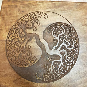 Yin Yang Tree Altar Table Light Mango Wood