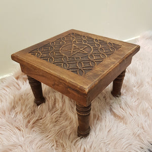 Pentacle In Flower Of Life Light Brown Alter Table