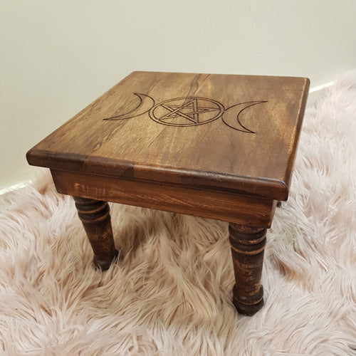 Pentacle Altar Table Dark Mango Wood (approx. 30x30x23cm)