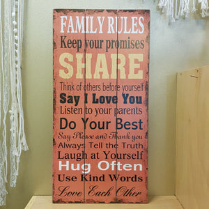 Family Rules Wall Art