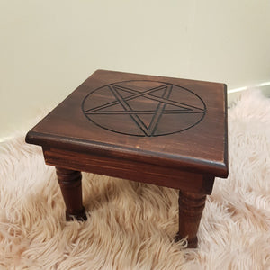 Pentacle Dark Mango Wood Altar Table  (approx. 30x30x23cm)