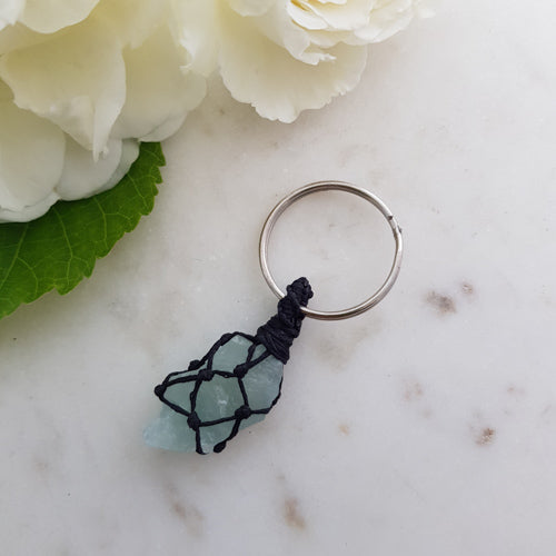 Aquamarine Wrapped Keyring  (hand crafted in Aotearoa New Zealand)