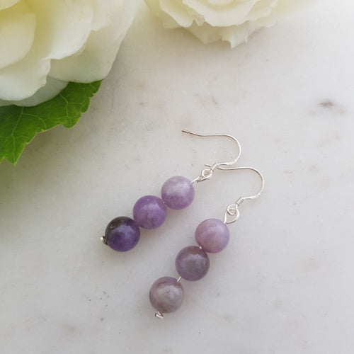 Lavender Jade Earrings Hand Crafted in Aotearoa New Zealand (assorted. sterling silver hooks)