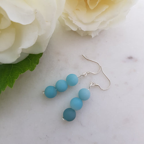 Frosted Amazonite Earrings Hand Crafted in Aotearoa New Zealand (assorted. sterling silver hooks)