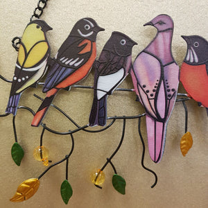 7 Birds Sitting on a Branch hanging