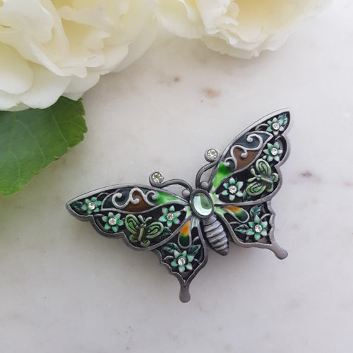Butterfly Trinket Pewter Green (approx 8x4.5x1.5cm)
