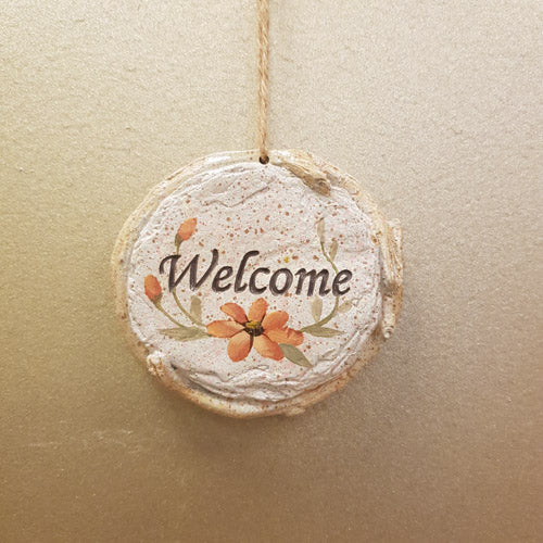 Welcome Stone Hanging (assorted. approx. 9.5x9cm)