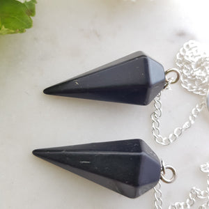 Shungite Faceted Pendulum