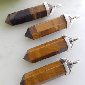 Gold Tiger's Eye Chunky Point Pendant (assorted. sterling silver)