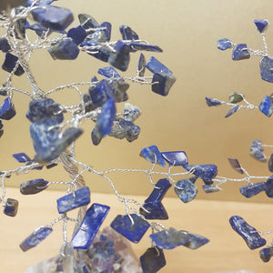 Lapis Tree on Quartz Base